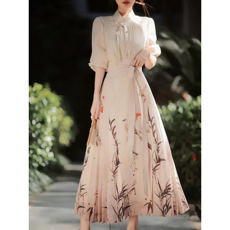 

Improved Traditional Chinese's Dress Hanfu Patchwork High-end Skirt set Elegant Sweet Commuting Artistic Retro Women's Clothing