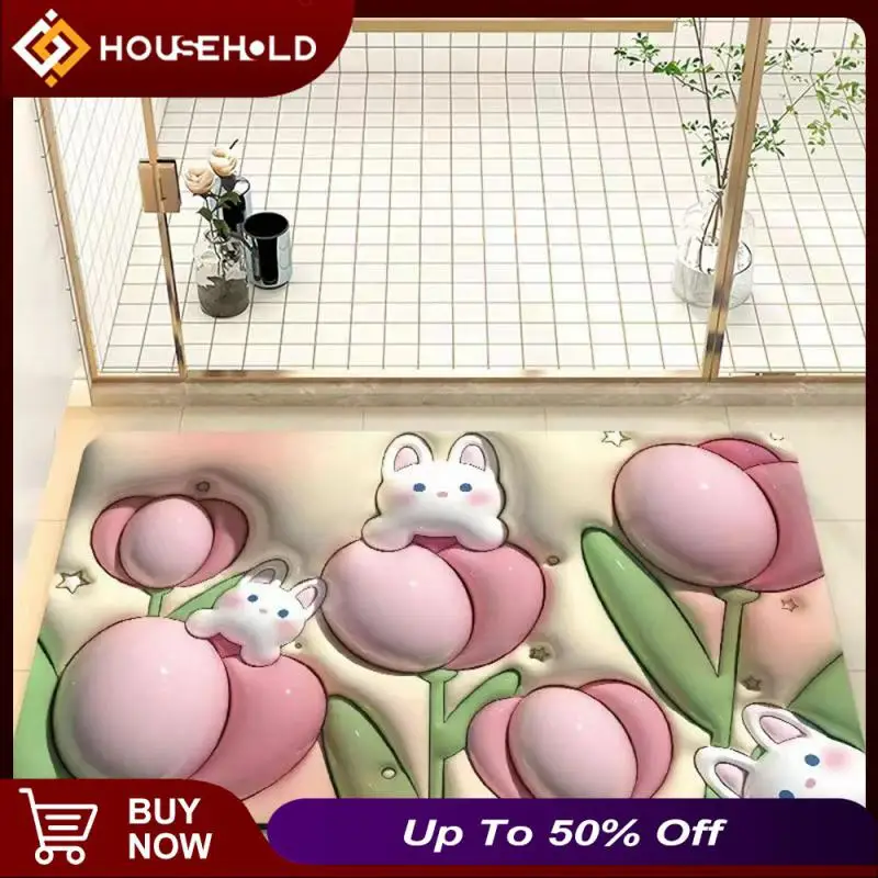 

Water Washing Bathroom Rug Anti-slip Square Floret Mat Expansion Quick Dry Bath Mat Home Decor Floor Protector Absorbent Mat
