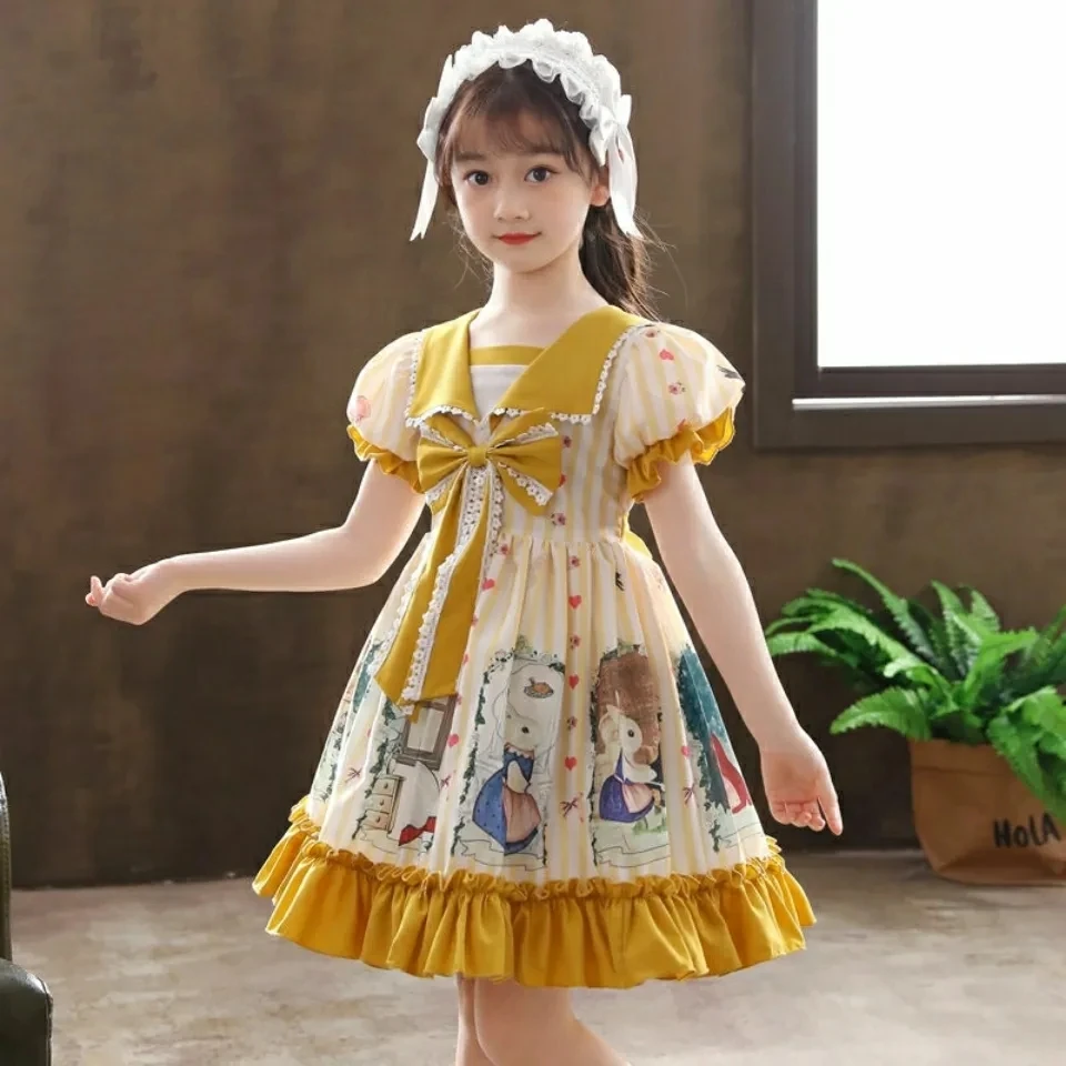 

Girls Dresses Spring Summer Dresses Little Girl long sleeves Cute cartoon print dress A-line Dress Summer Princess Dresses