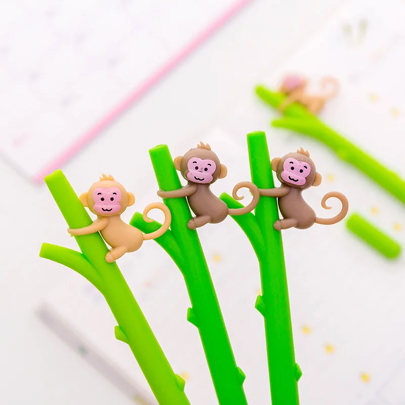 

1 Pcs Little Monkey Climbing Trees Cute Gel Pen 0.5mm Black Student Stationery