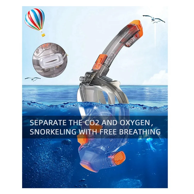 Маска для подводного плавания на все лицо мужчин и женщин маски оранжевые серые