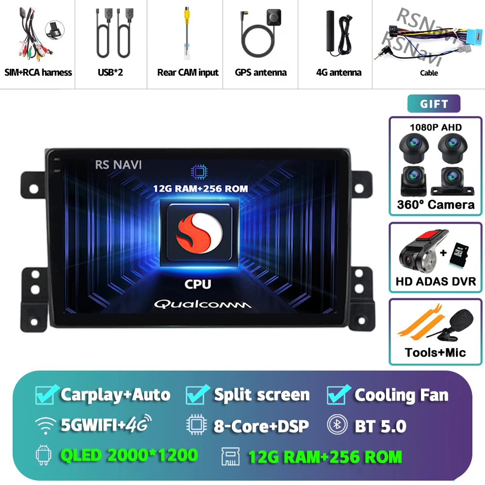 

Android 14 Carplay Auto для Suzuki Grand Vitara 3 2005 - 2011 2012 2013 2014 2015 мультимедийный автомобильный радиоплеер DSP WIFI + 4G стерео