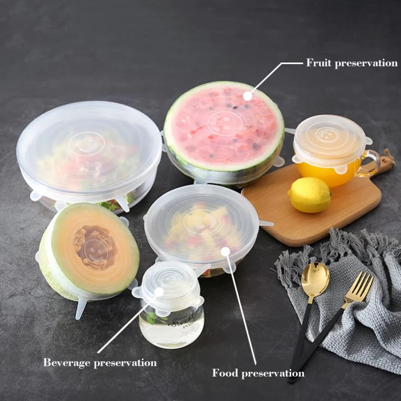 Силиконовые растягивающиеся крышки 6 шт./лот крышка для пищевых продуктов