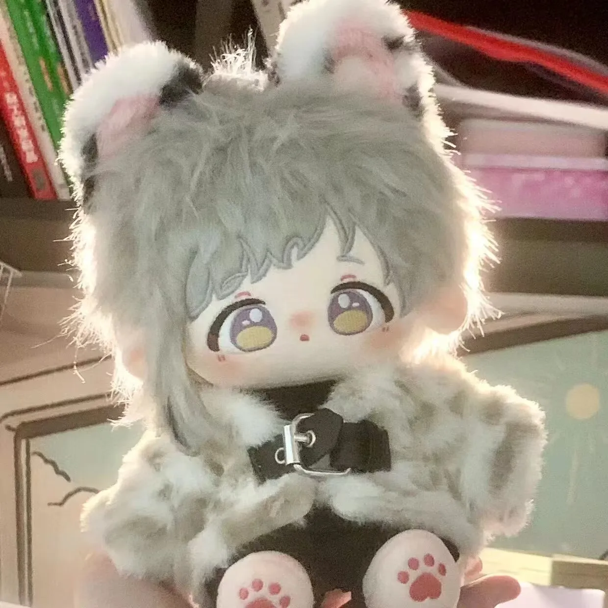 

20cm Bungo Stray Dogs Cosplay Nakajima Atsushi Cartoon Animal Ear Plush Cotton Body Doll Dress Up Clothes Outfits Anime Gift
