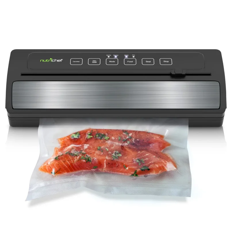 NutriChef Automatic Food Vacuum Sealer, Includes Reusable Vacuum Food Bags, PKVS25BK