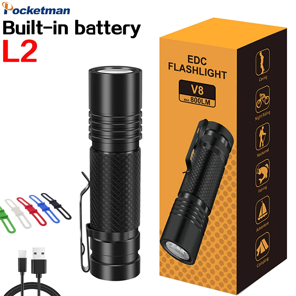 

Powerful L2 Upgraded LED Flashlight Aluminium Alloy Tactical Flashlights 5 Modes Rechargeable Flashlight Waterproof Torch