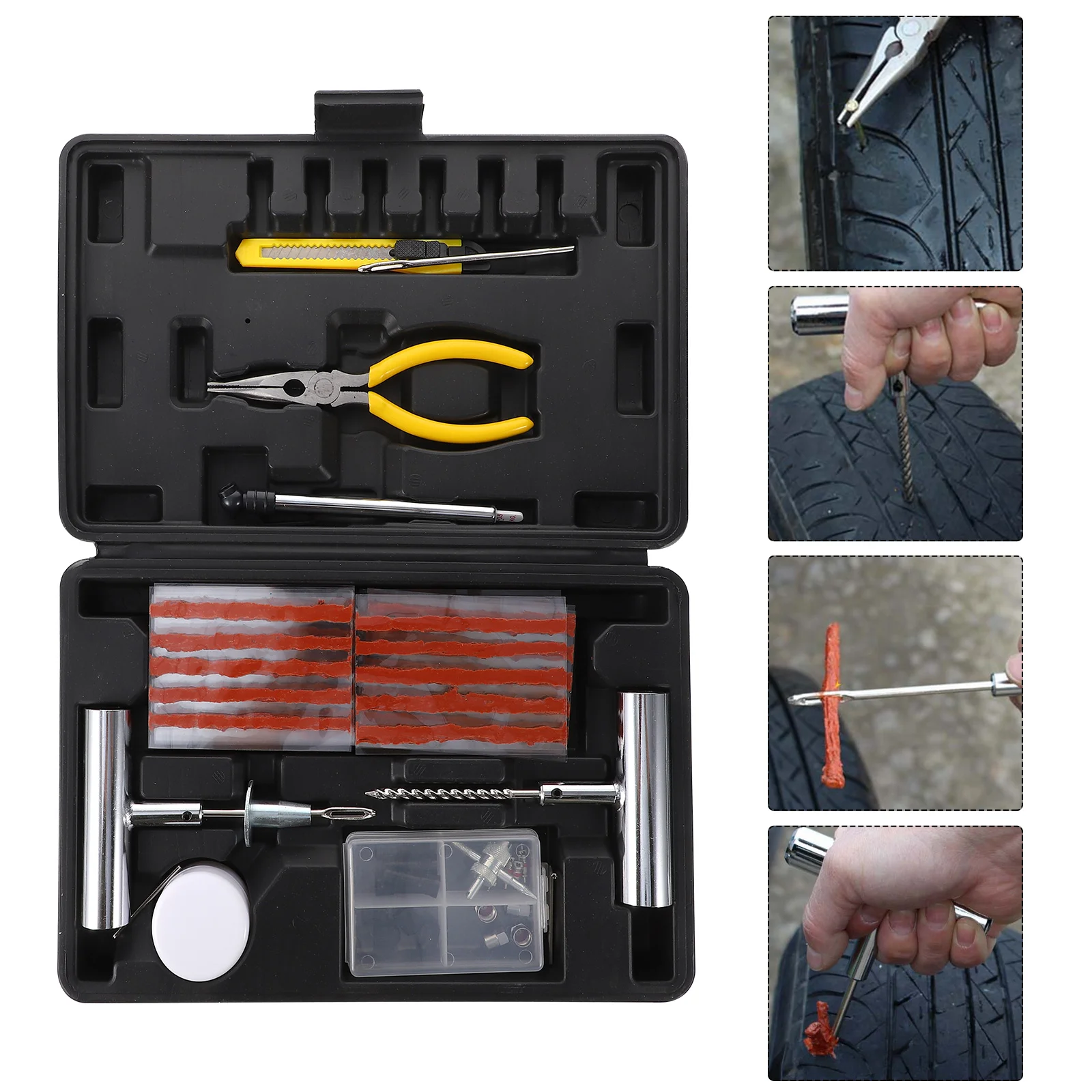 

68 Pcs/set Motorcycle Tire Repair Kit Puncture Equipment Iron Heavy Duty Tool Plug Kits