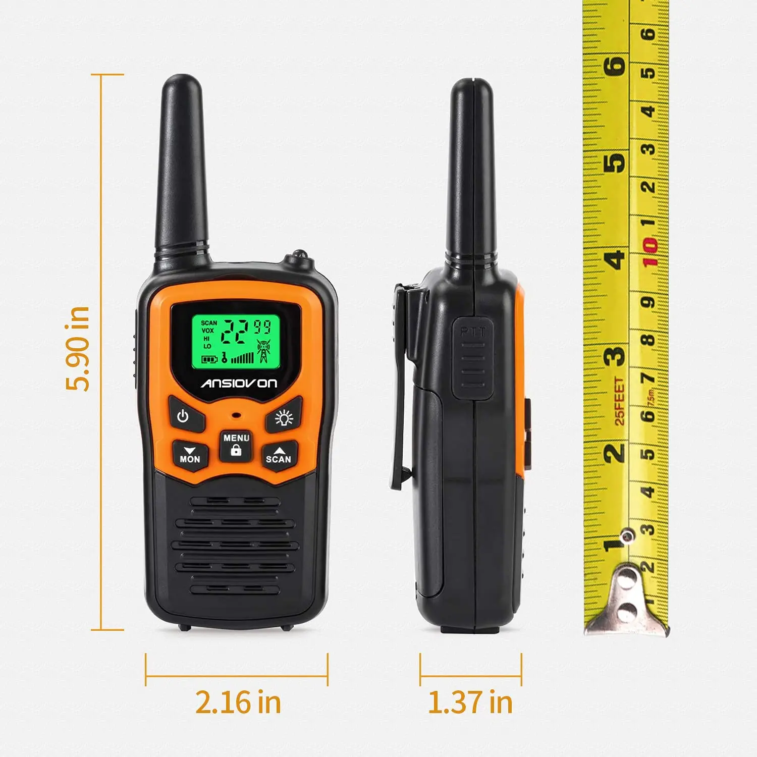 Walkie Talkie, ANSIOVON Walkie Talkies for Adults, Long Range Two Way Radio, Portable Radios Walky Talky with 22 Channels LCD