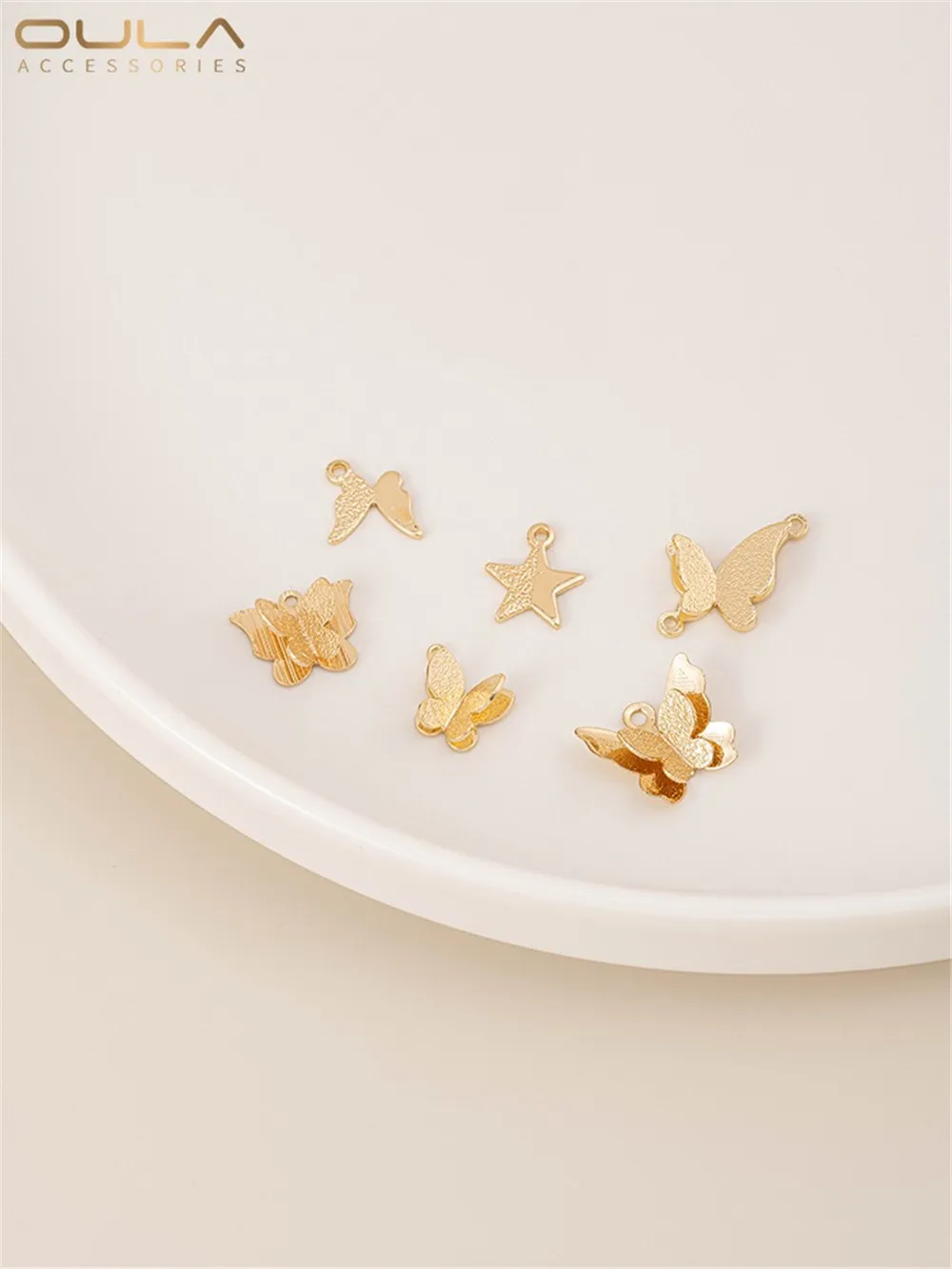 14-каратное позолоченное песочное покрытие пятиугольная звезда бабочка золотой