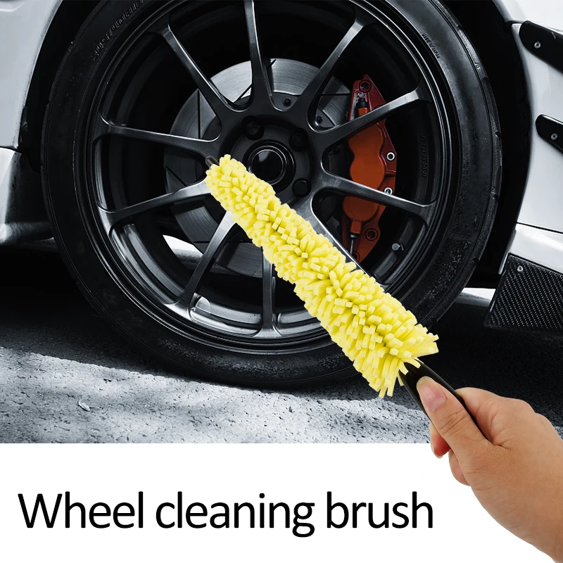 

Car Wash Portable Microfiber Wheel Tire Rim Brush Car Wheel Auto Cleaning For Car With Plastic Handle Car Wash Detailing Tools