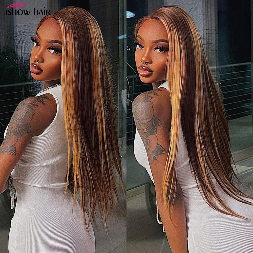 P4/27 прямые парики на сетке спереди цветные из человеческих волос парик без клея