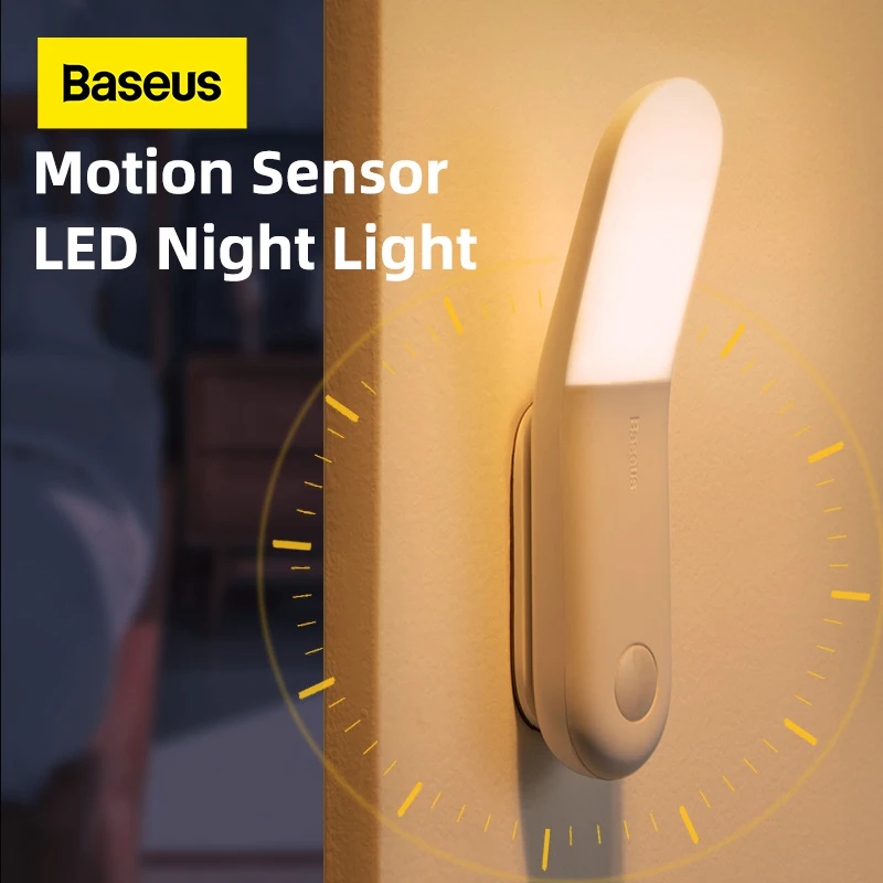 

Baseus Led Motion Night Light Body Induction Night Light Lamp USB Rechargeable Magnetic Light Motion Sensor Light Bedroom Light
