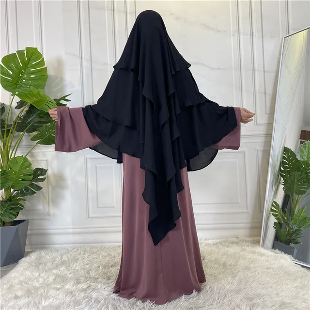 New Design Middle Eastern Elegant Loose Fit Islamic Long Prayer Khimar Hijab For Muslim Women 4
