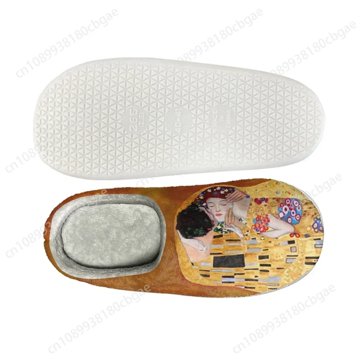 WHEREISART Gustav Klimt The Kiss с принтом женские домашние тапочки хлопковые фланелевые