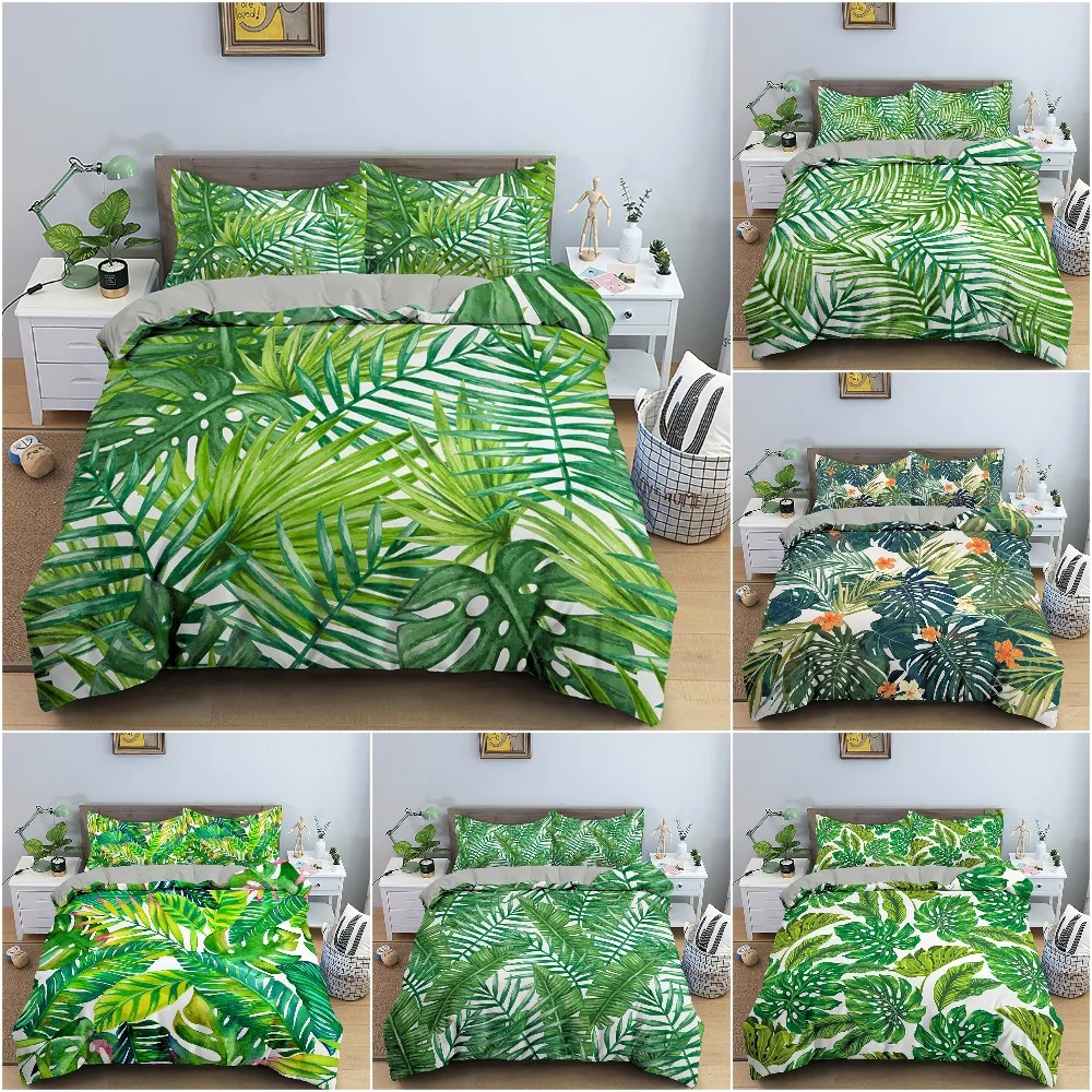 

Palm Leaf Series Bedding Set Duvet Cover Plant Bed Set Gifts USA Size Queen King