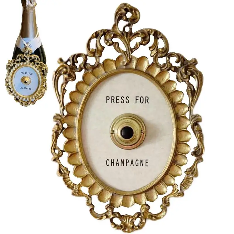 

Creative Press for Champagne Bell Sign Decor Doorbell Ring Mini Press Doorbell Home Wall Decor Vintage Desktop Decorations