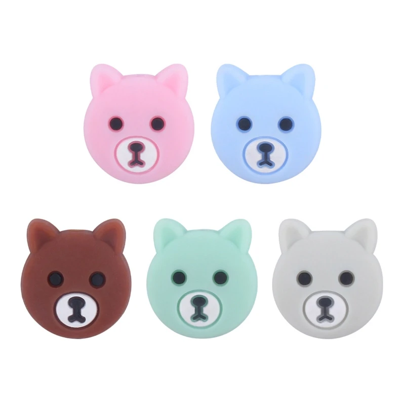

Y3NF Silicone Pacifier Chain Beads 5pcs/set Cartoon Bear Head Necklace Making