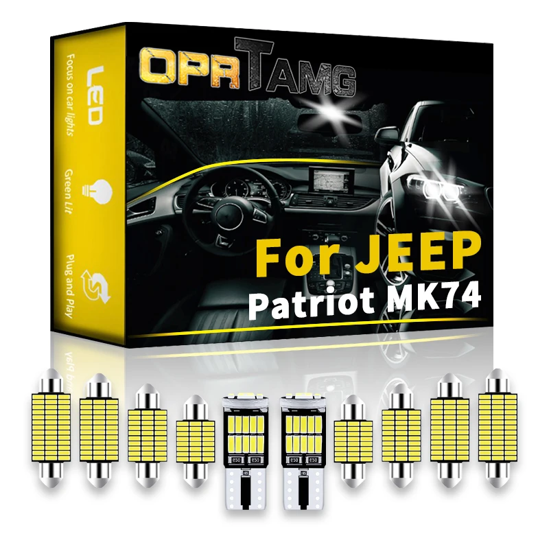 

Внутренний светодиод OPRTAMG для JEEP Patriot MK74 1994-2018 2021 2022, Автомобильный светодиодный внутренний купол, карта, багажник, комплект для обновления с...