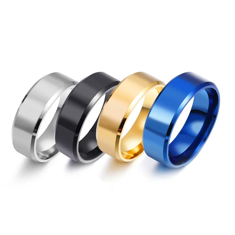 

European and American 8MM Smooth Stainless Steel Men's Ring New Simple Fashion High Quality Smooth Frosted Jewelry Jewelry