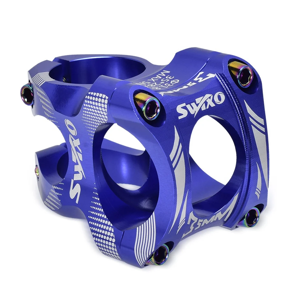 

SWTXO 31.8 Stem 35mm Bike Stem Wake Mountain Bike Stem Short Handlebar Stem for Most Bicycle, Road Bike, MTB, Blue
