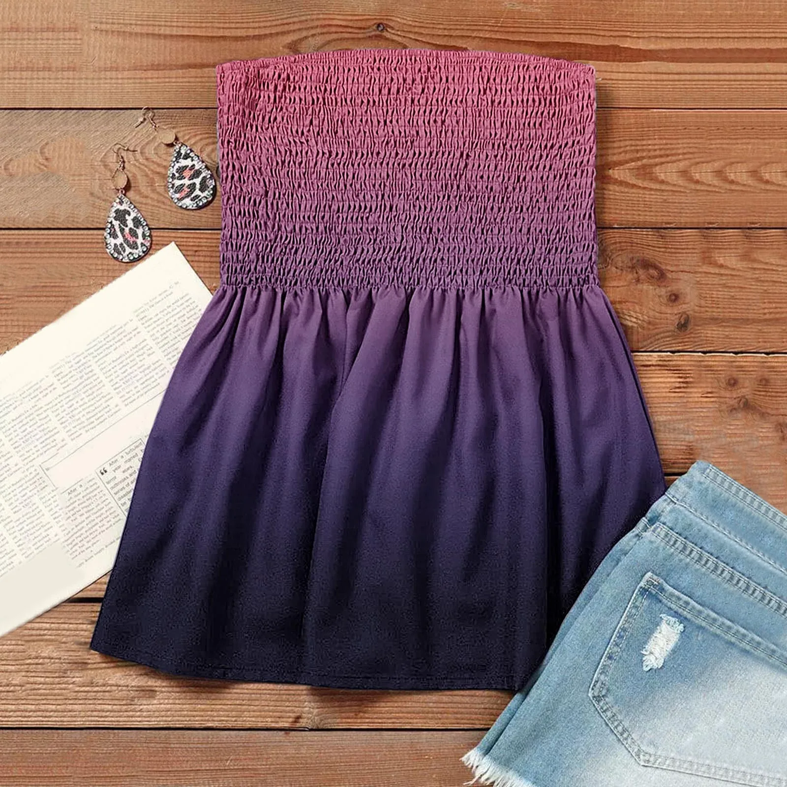 

Женская полосатая блузка-бандо без бретелек, Повседневная летняя Свободная рубашка для отпуска без рукавов, свободная женская кофта