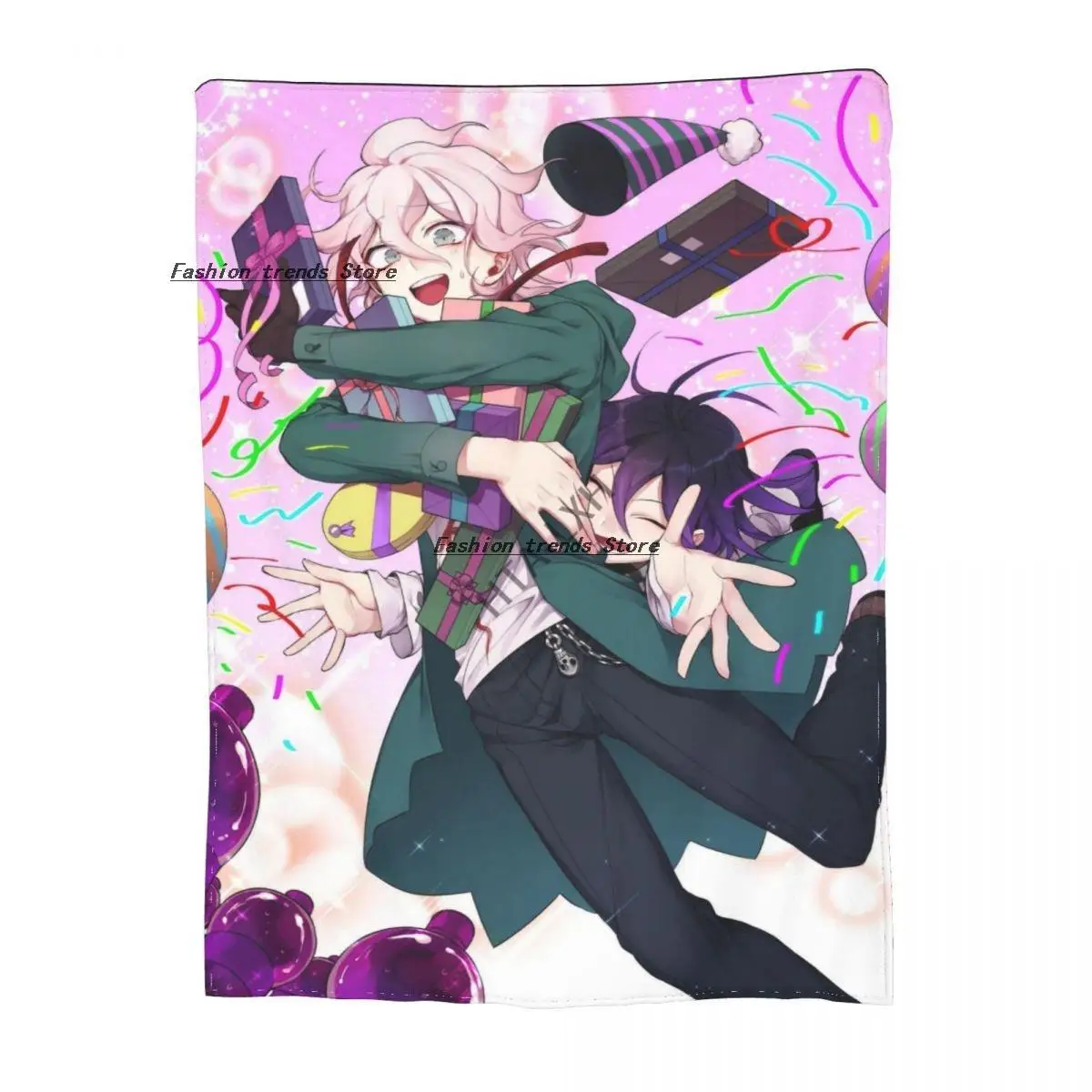 

Danganronpa Nagito And Kokichi Sherpa Blankets Ultra Soft Flannel Fleece Throw Blankets for Couch Sofa Bed