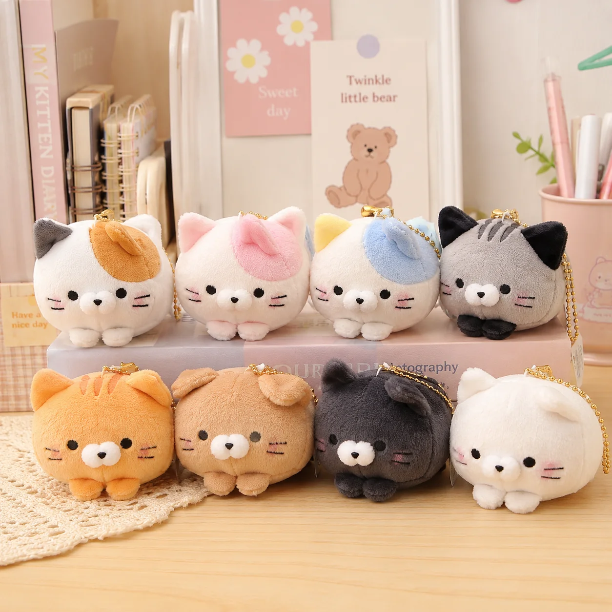 Фото Плюшевая игрушка Yell 10 см Mochifuwa Korokoro Nyanko Mascot BC Vol.2, мягкий катящийся котенок, мини-плюшевая кошка, кукла, брелок-подвеска BC, подарок №5