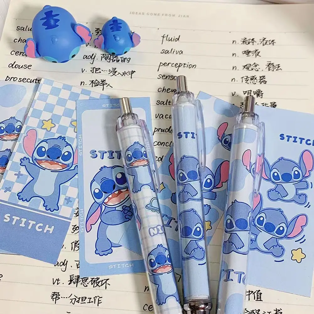 

5Pcs Disney Pen Kawaii Stitch 0.5mm Black Press Gel Pen Cartoon Lilo & Stitch Signature Stationery Student Toy Gifts