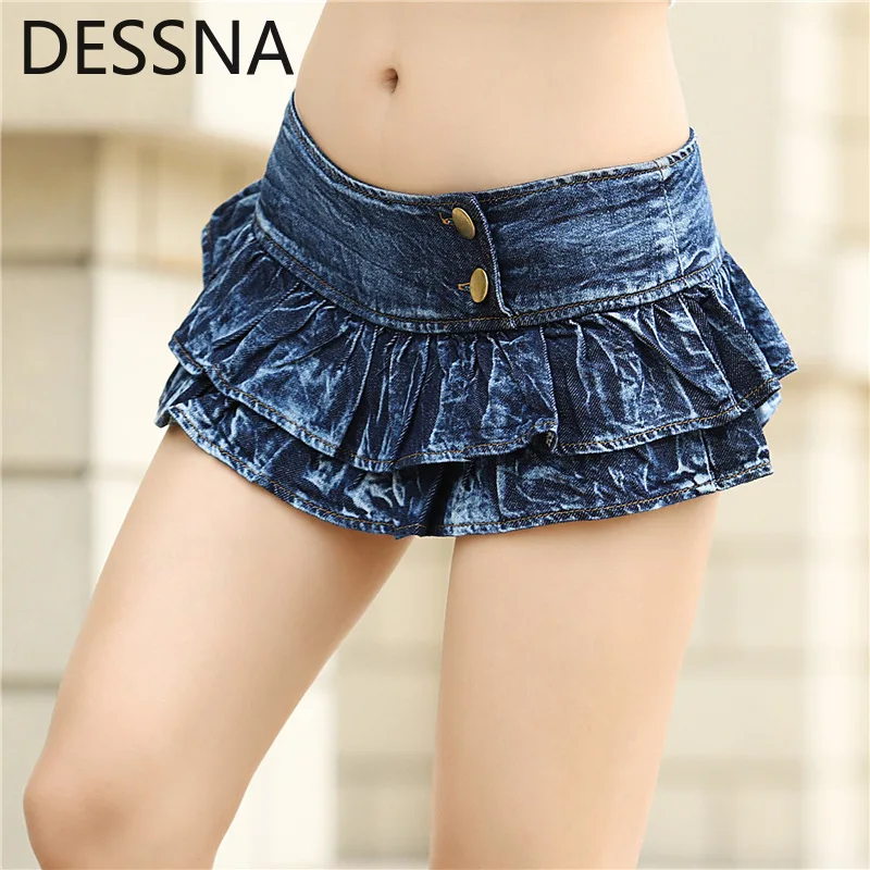 

2022 New Sexy Mini Ultra Low Waist Cake Skirt Nightclub Pole Dance Skirt With Safety Shorts