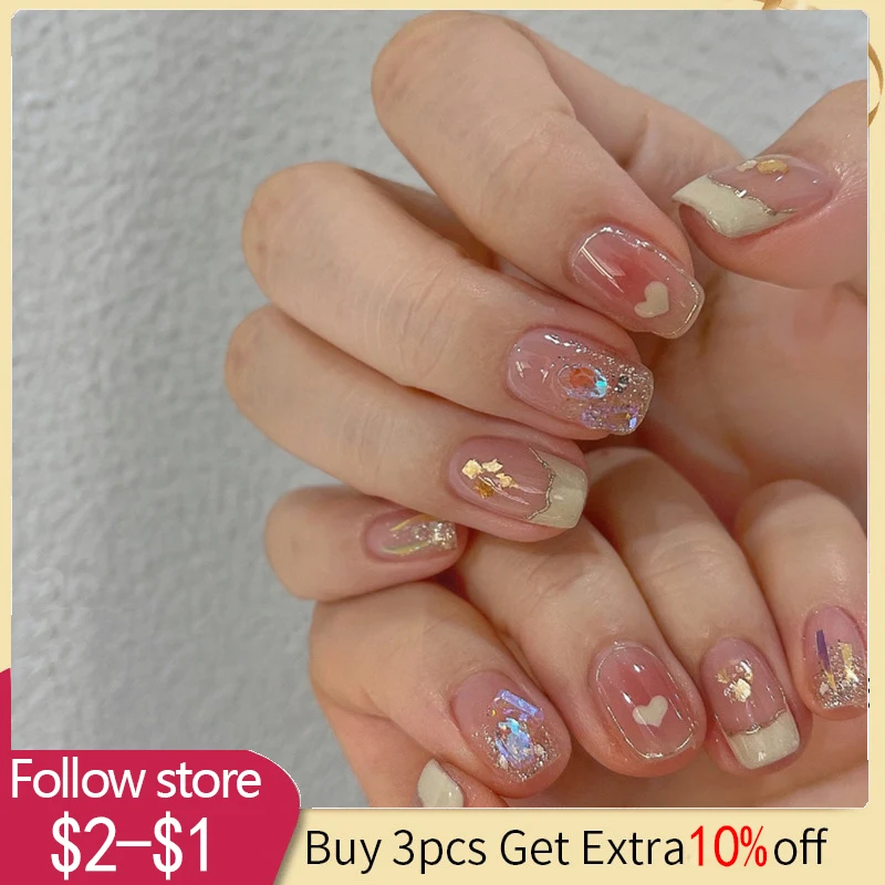 

24pcs Detachable Pink False Nails Short Wearable Girl Fake Nails Full Cover Nail Tips Press On Nails Tips DIY Manicure Patch
