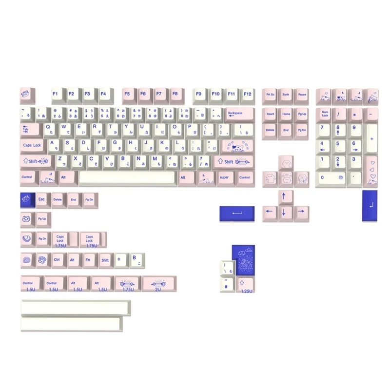 

Клавиши PBT 145 Pussycat с сублимационной розовой тематикой, набор клавиш CherryProfile для механической клавиатуры для девочек
