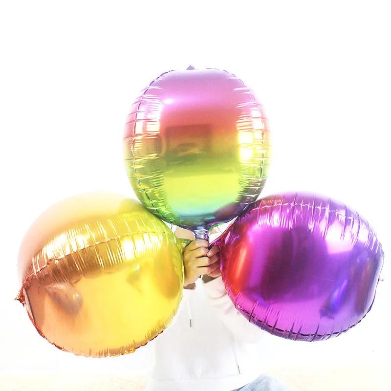 5pcs 22 inch 4D rainbow round balloon festival birthday party wedding decoration Birthday Hydrogen Balloon wholesale