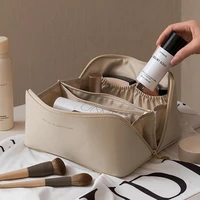 large capacity makeup bag leather cosmetic bag women multifunction toiletries organizer portable travel waterproof storage case