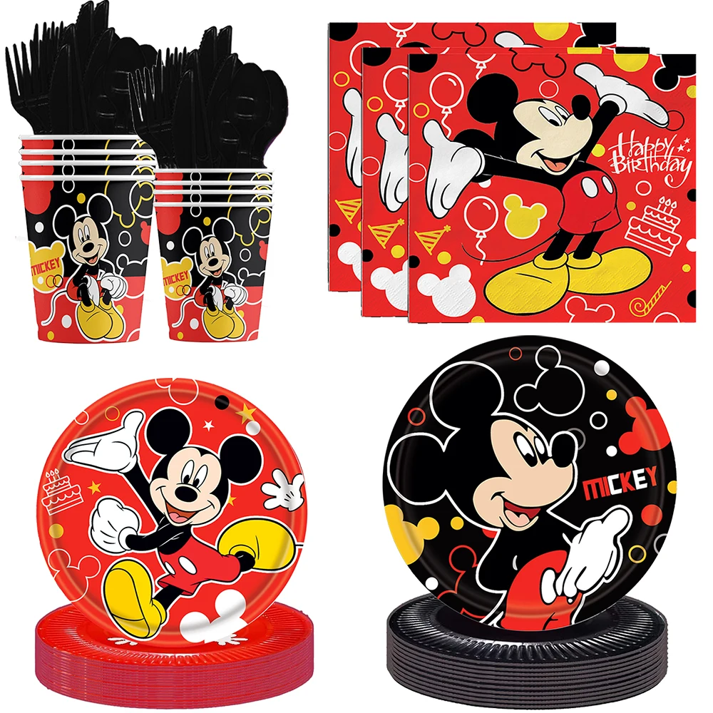 

Mickey Mouse Birthday Party Supplies,Plates Napkin Tablecloth Baby Shower Mickey Mouse Kids Party Favors Decorate Supplies