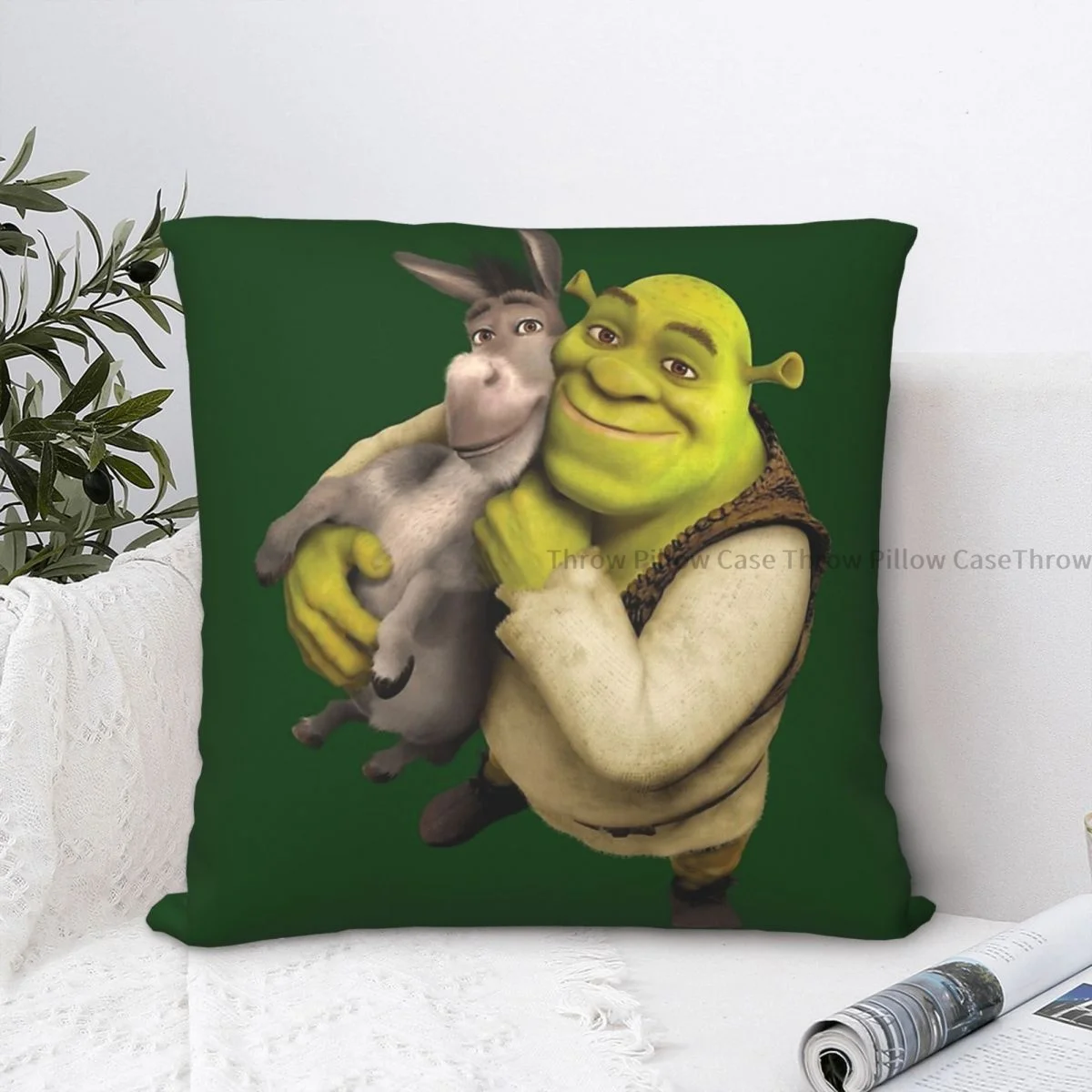 

Shrek And Donkey Polyester Cushion Cover Bedroom Garden Decorative Reusable Hug Pillowcase