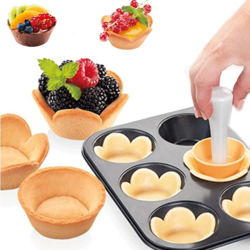 

Portable Pastry Dough Tamper Kit Kitchen Flower Round Cookie Cutter Molds Set Cupcake Muffin Tart Shells Mold Bakery Gadgets