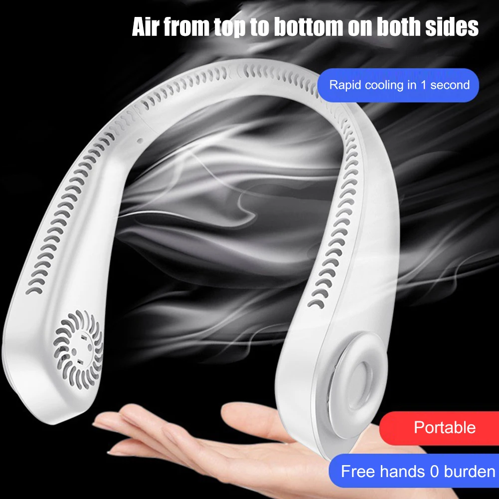 

Bladeless Portable Summer Air Cooling Hanging Neck Fan USB Rechargeable 4000mAh 3 Gears Outdoor Personal Wearable Neckband Fans