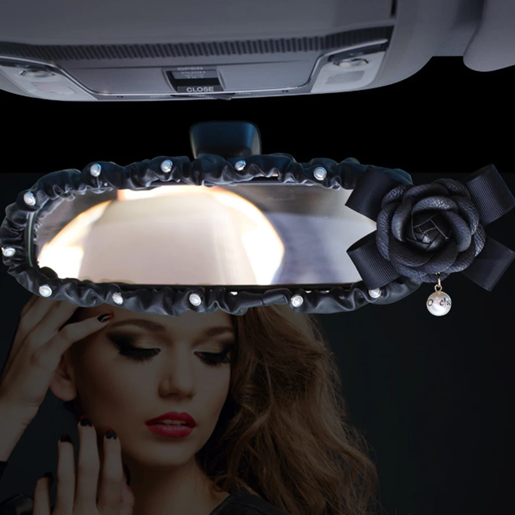 Интерьер автомобиля зеркало заднего вида чехол из искусственной кожи с жемчугом