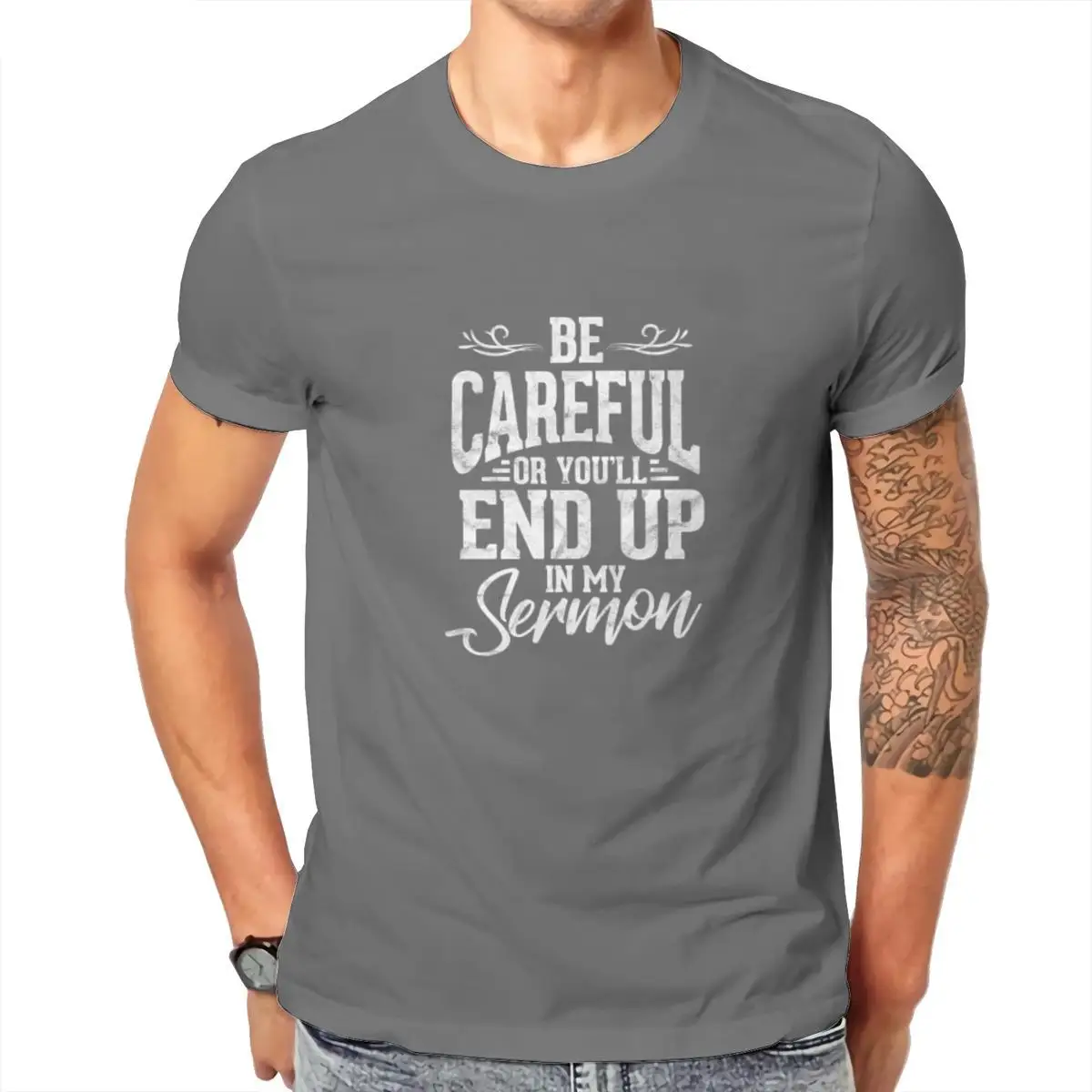 

Wholesale Pastor Be Careful Or Youll End Up In My Sermon Unisex Tie Dye T-Shirt Black Gift Streetwear Female Clothing 104856