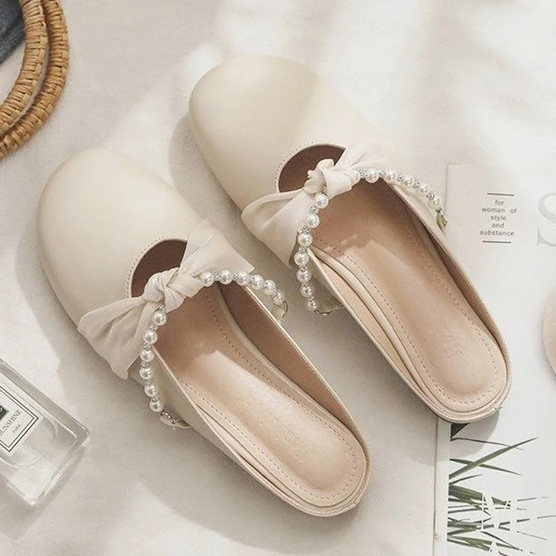 

Женские уличные шлепанцы Baotou, черные босоножки большого размера с бусинами, Корейская версия, лето 2022