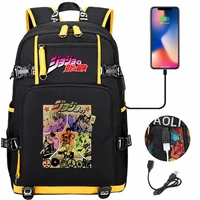 anime jojo bizarre adventure school backpack knapsack rucksack travel bags large waterproof multifunction usb charging backpack