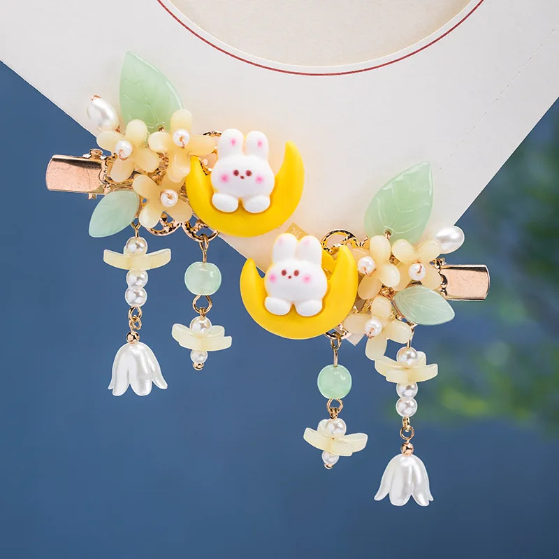 Детские Аксессуары Для Волос Hanfu Милый Кролик Лавр Цветочный Набор Заколок Из