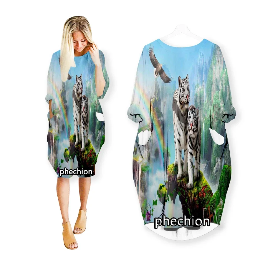 Летнее красивое платье phechion с 3D принтом тигра модное Повседневное средней длины
