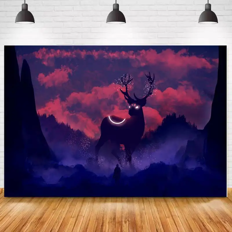 

Гобелен в стиле бохо с животными, оленем, мандалой, настенный Подвесной Настенный Коврик в стиле хиппи, декоративное одеяло для спальни, мат...