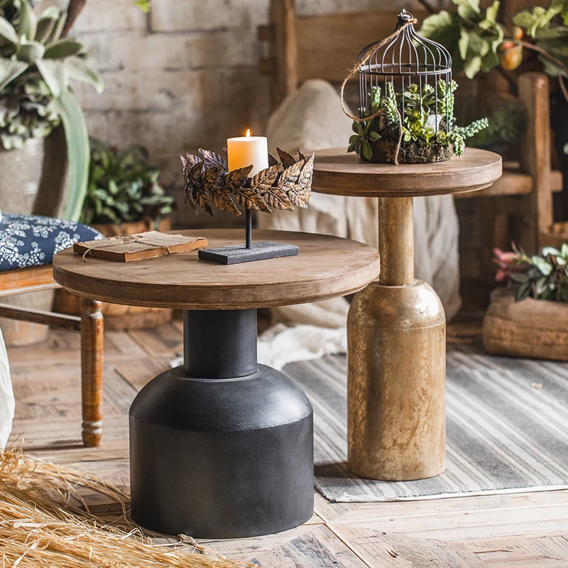 

American Solid Wood Rural Retro Coffee Table for Living Room Furniture Creative Design Coffee Table Sofa Balcony Small Tea Table