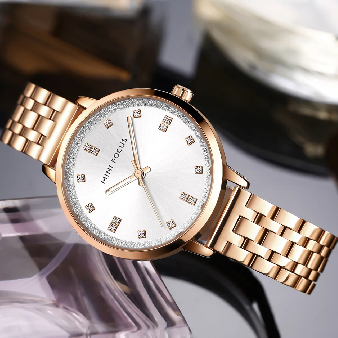 MINI FOCUS Brand Luxury Fashion Women Crystal Jewelry Gold Steel Quartz Watch Casual Ladies Dress Elegance Watches Women's Clock enlarge