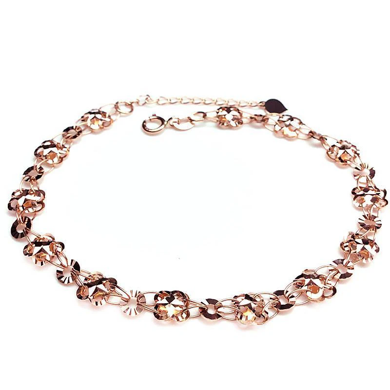 

Женский браслет из розового золота 585 пробы, с двойным цветком