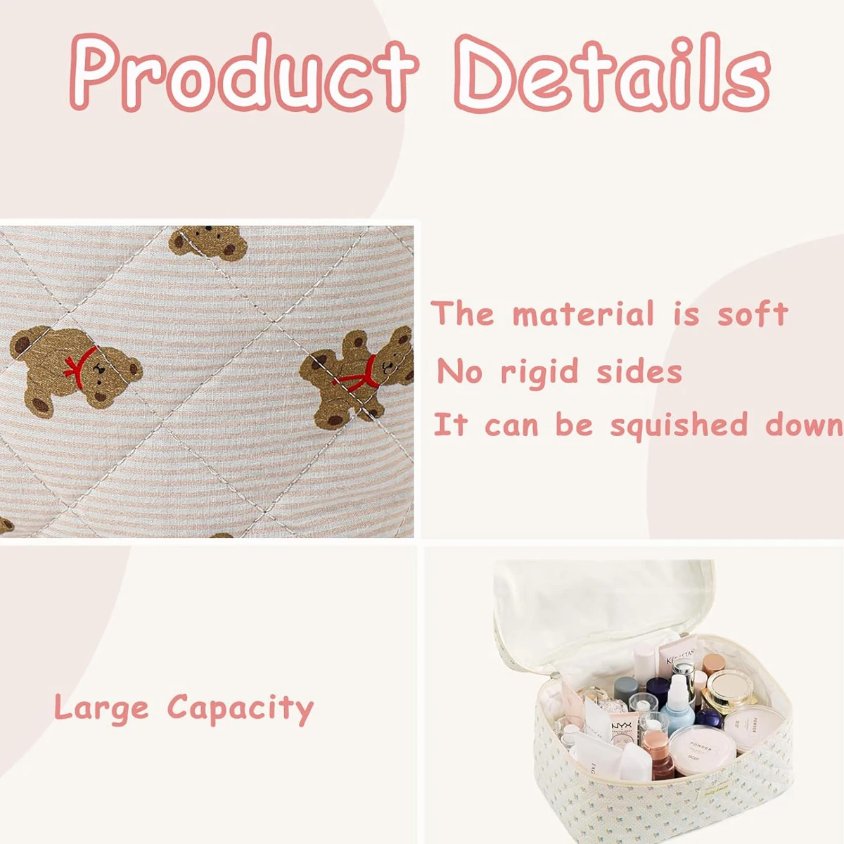 Пенопластовая стеганая косметичка YANZAI 1 шт. милая женская набор косметичек с