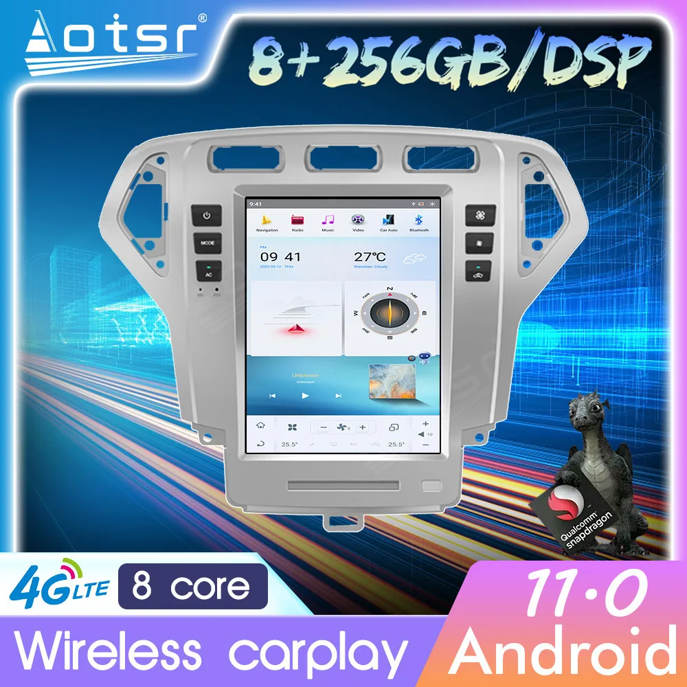 

Android 11 автомобильный Радио мультимедийный плеер аудио Carplay приемник для Ford Fusion Mondeo 2007-2010 Tesla экран GPS стерео головное устройство