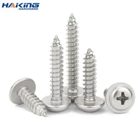 50pcslot m1 4 m1 7 m2 m2 6 m3 m3 5 m4 m5 304 stainless steel cross pwa phillips pan round head with washer self tapping screw